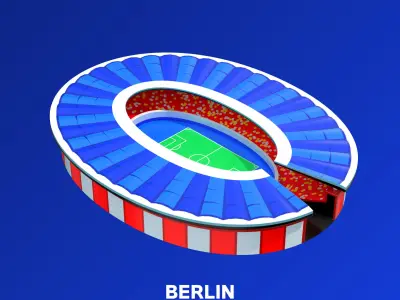 Stylized 3D Stadiums Illustrations Collection for Euro 2024  Low-poly 3D model