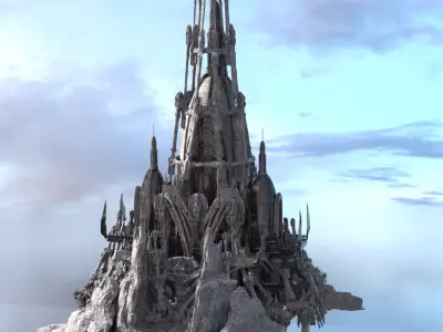 Sky Drake Austrian Castle city 3D model