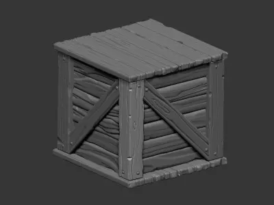 Wooden Box Low-poly 3D model