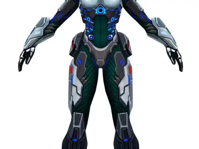 Low Poly Woman Cyborg Trooper Low-poly 3D model