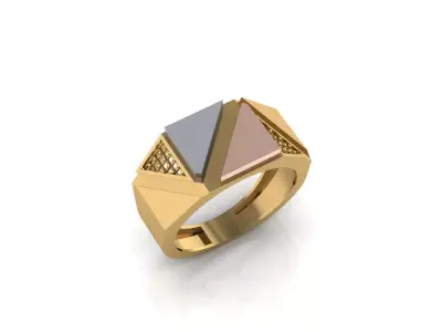Tri Tone Architectural Ring with Lattice Design 3D print model