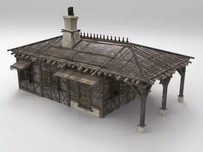 Medieval house fantasy 02 Low-poly 3D model