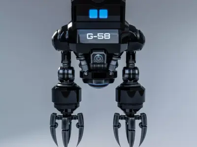 Cute Space Robot Rigged G-58 Black 3D model