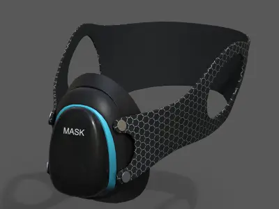 Gas mask protection isolated futuristic  Low-poly 3D model
