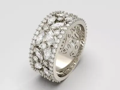 Marquise Lace Halo Ring 3D print model