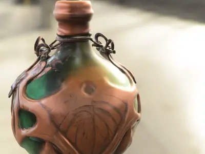 Dragon Emblem Fantasy Potion Bottle Low-poly 3D model