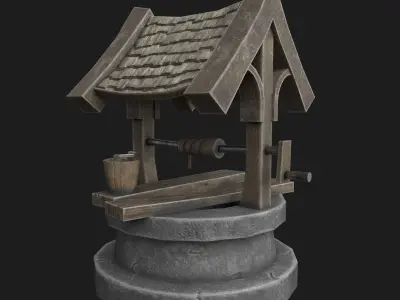 Old low poly draw-well Low-poly 3D model