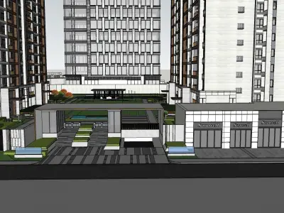 modern highrise building town house 3D model
