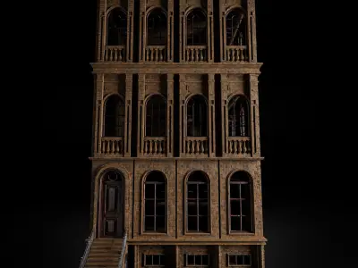 BROOKLYN BROWNSTONE REGULAR OLD BUILDING 005 Low-poly 3D model