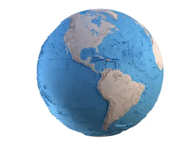 Earth Clay Shaded Globe Low-poly 3D model