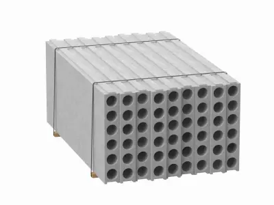 Stacked Concrete Slabs On Wood Planks 3D model