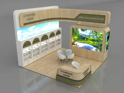 Booth Exhibition Stand Stall 5x5m Height 400 cm 3 Side Open 3D model purchase