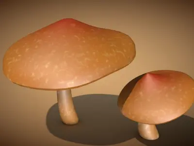 Mushroom 2 two mushrooms Low-poly 3D model