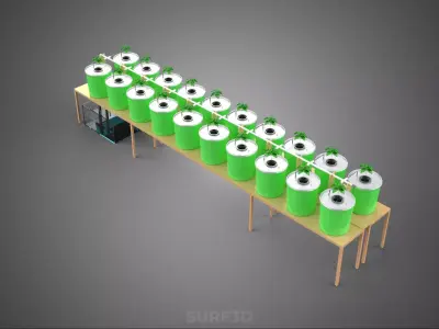 2 ROW DUTCH BUCKET SYSTEM BATO HYDROPONIC RECIRCULATING 16 PLANT 3D model