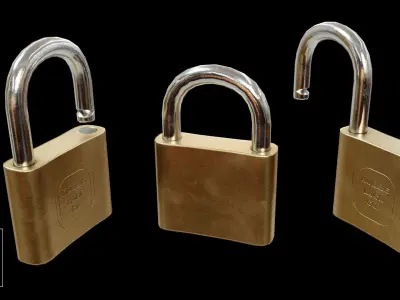 Game-ready Padlock two brass padlocks Free low-poly 3D model