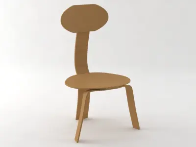 simple wood chair 3D model