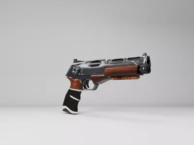 Sci-Fi Retro Hybrid Pistol - Low Poly Game Ready Low-poly 3D model