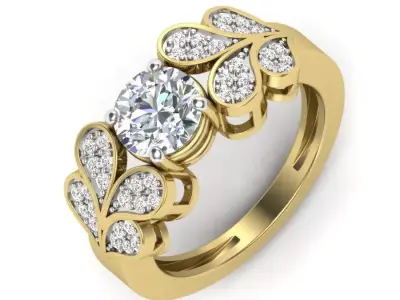 light weight  Yellow gold diamond rings-PR-464-DIA 3D print model