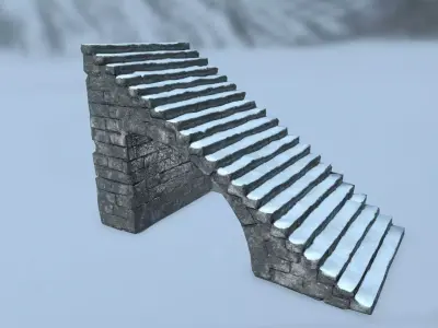 stairs set of in snow Low-poly 3D model