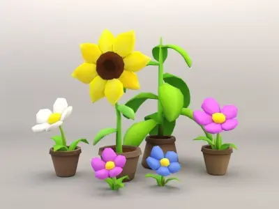 Cartoon Garden Package Low-poly 3D model