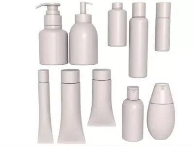 Cosmetic containers collection 3D model