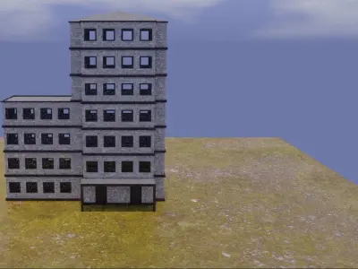 Detailed Apartment Building Free low-poly 3D model