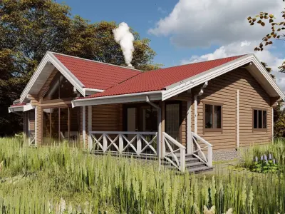 3D model of a wooden house 3D model 12