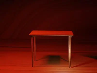 Wooden table with square legs Free low-poly 3D model