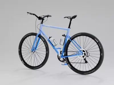 Gravel Bike Blue Gradient Frame with Bar Ends Royalty-Free Brand 3D model