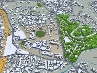 Vadodara India 30km AI Low-poly 3D model