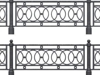 Park fence 01 Low-poly 3D model