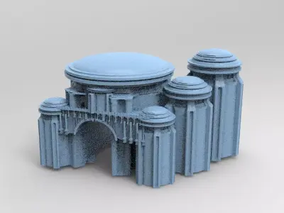 White Marble Palace Tower bridges  3D model