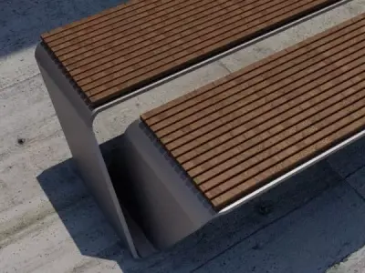 Modern Outdoor Bench Minimal Public Furniture Free 3D model