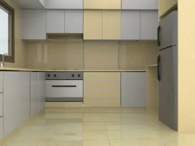 Modern Kitchen Minimalist Design with Built-in Oven Low-poly 3D model