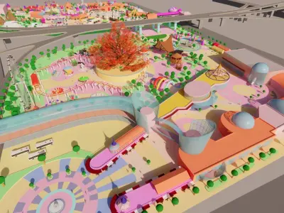 Cartoon theme park amusement park children amusement equipment 3D model