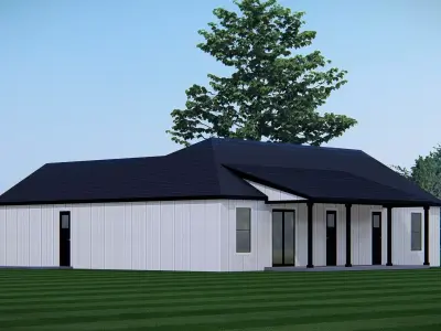 Modern Farmhouse Exterior House with Garage 3D Architectural 3D model