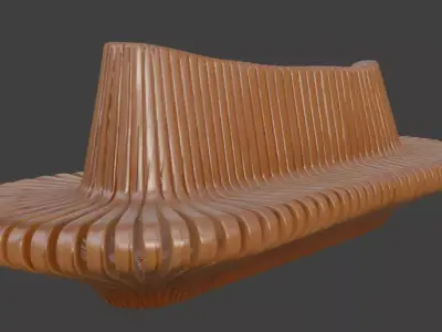 Wooden Park Bench 3D Model 3D model