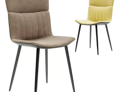 Modern upholstered faux leather dining chair Low-poly 3D model