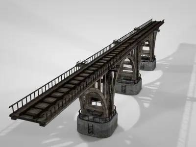 Modular River Railway Bridge 3D model