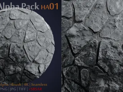 Stone Alpha Brush - HA01 - 4K - 16bit - SBSAR Texture