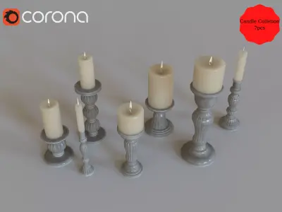 vintage candle colletion 3D model