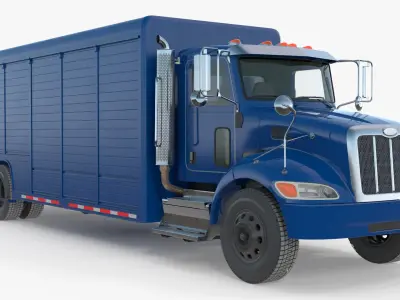 Medium Duty Box Truck 4x2 Blue Rigged for Maya 
