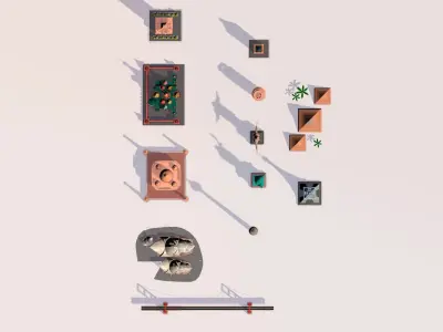 Polygonia Cartoon World Landmarks Pack Low-poly 3D model