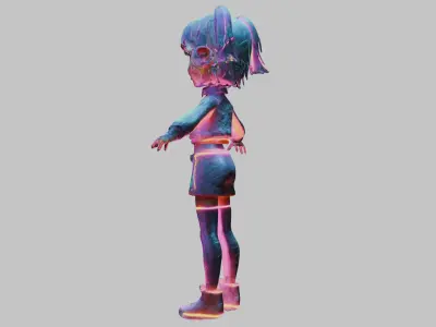 Cyberpunk Girl 3D Model - Sci-Fi Female Character Low-poly 3D model