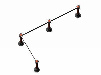 Red strip crowd barrier  Low-poly 3D model