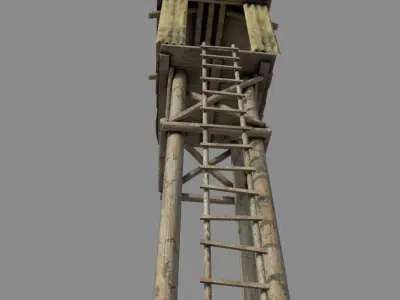 Medieval Wooden Tower Low-poly 3D model