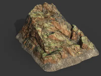 Low poly Brown Moss Rock A 210217 Low-poly 3D model
