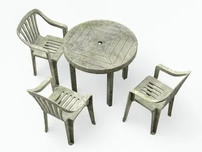 Garden Plastic Furniture White - 3 Texture Variants Low-poly 3D model
