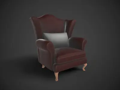 Wingback Chairs 006 Low-poly 3D model
