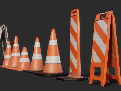 Traffic Cones 3D model Pack Low-poly 3D model
